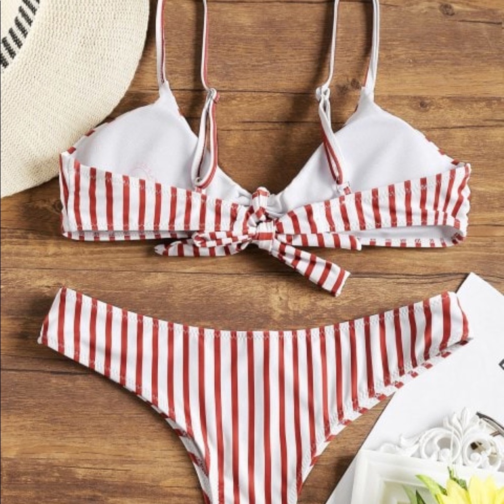 NWT Red & white stripped bikini